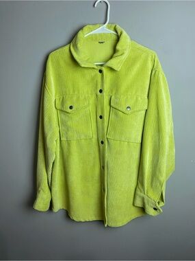 Women’s Lime Green Corduroy Shacket Jacket